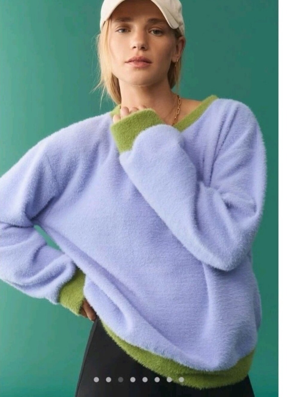 Anthropologie Maeve Cozy Ringer Fuzzy Sweatshirt Size XL